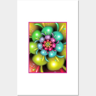 Colorful Floral Fractal Posters and Art